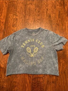 Social Culture washed blue crop top